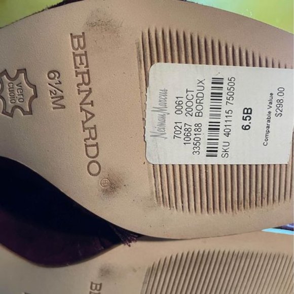 NEW Bernardo Ingrid burgundy Kid Suede Ankle Boots with fringe - Picture 3 of 3